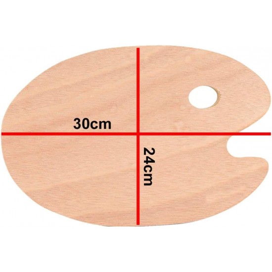 Wooden palette 30*24 oval + 12 brushes of different sizes